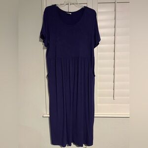 J. Jill Dark Purple Pleated Maxi Short Sleeve